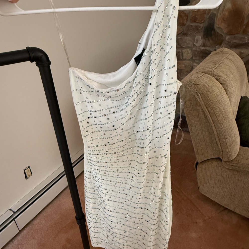 Windsor White Sequin One-Shoulder Dress